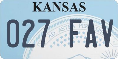 KS license plate 027FAV