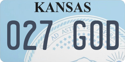 KS license plate 027GOD