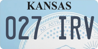 KS license plate 027IRV