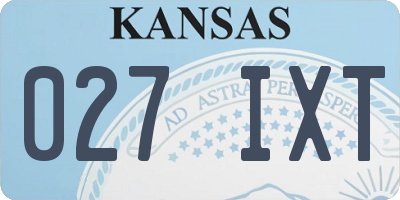 KS license plate 027IXT