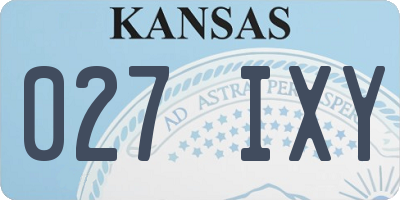 KS license plate 027IXY