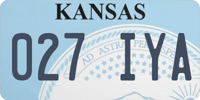 KS license plate 027IYA
