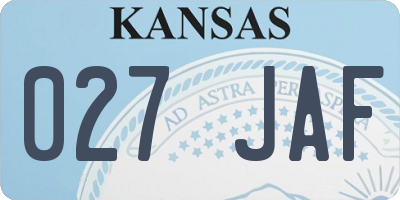 KS license plate 027JAF