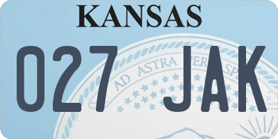 KS license plate 027JAK