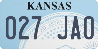 KS license plate 027JAO