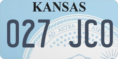 KS license plate 027JCO