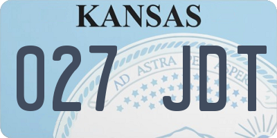 KS license plate 027JDT