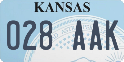 KS license plate 028AAK