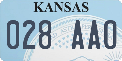 KS license plate 028AAO