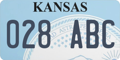 KS license plate 028ABC
