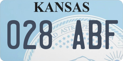 KS license plate 028ABF