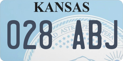 KS license plate 028ABJ