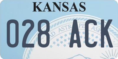 KS license plate 028ACK