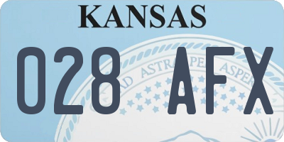 KS license plate 028AFX