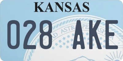 KS license plate 028AKE