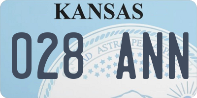 KS license plate 028ANN