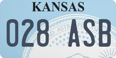 KS license plate 028ASB