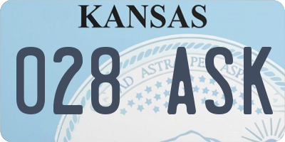 KS license plate 028ASK