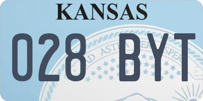 KS license plate 028BYT