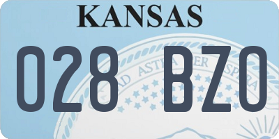 KS license plate 028BZO