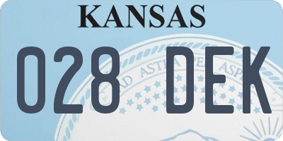 KS license plate 028DEK