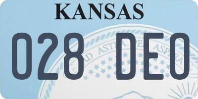 KS license plate 028DEO