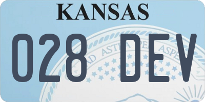 KS license plate 028DEV