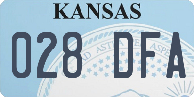 KS license plate 028DFA