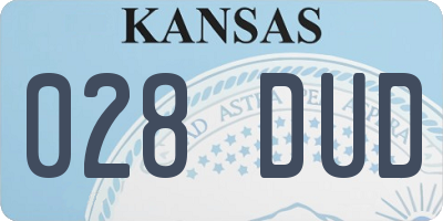 KS license plate 028DUD