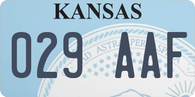 KS license plate 029AAF