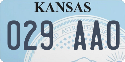 KS license plate 029AAO