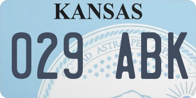 KS license plate 029ABK