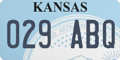 KS license plate 029ABQ