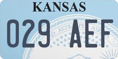 KS license plate 029AEF