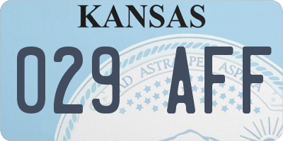 KS license plate 029AFF