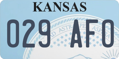 KS license plate 029AFO