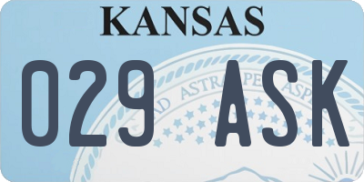 KS license plate 029ASK