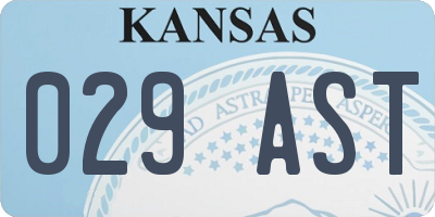 KS license plate 029AST