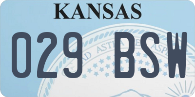 KS license plate 029BSW