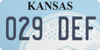 KS license plate 029DEF