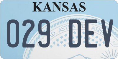 KS license plate 029DEV