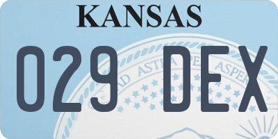 KS license plate 029DEX