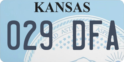 KS license plate 029DFA