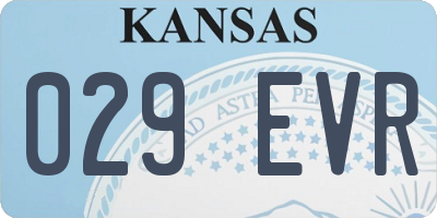 KS license plate 029EVR