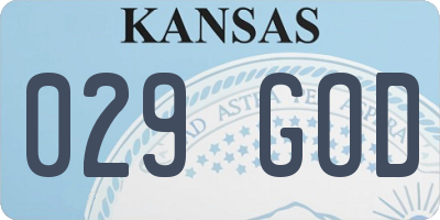 KS license plate 029GOD