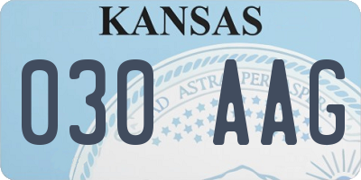 KS license plate 030AAG