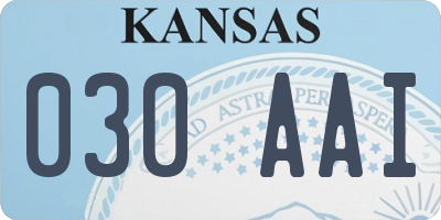 KS license plate 030AAI