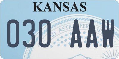 KS license plate 030AAW
