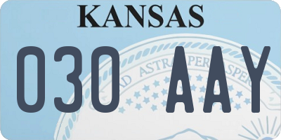 KS license plate 030AAY