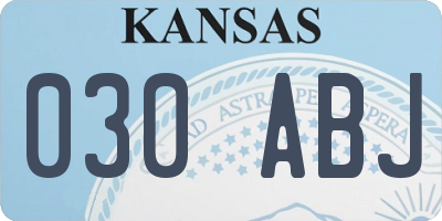 KS license plate 030ABJ
